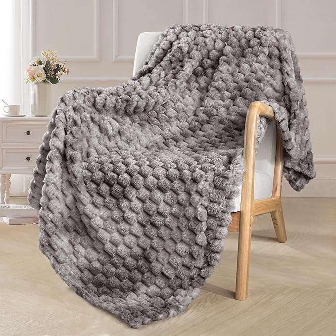Exclusivo Mezcla Fleece Throw Blanket for Couch, Extra Large Fuzzy Tie-dye Grey Bed Blankets, Soft Cozy Plush Sofa Throws for All Seasons, 50x70 Inches