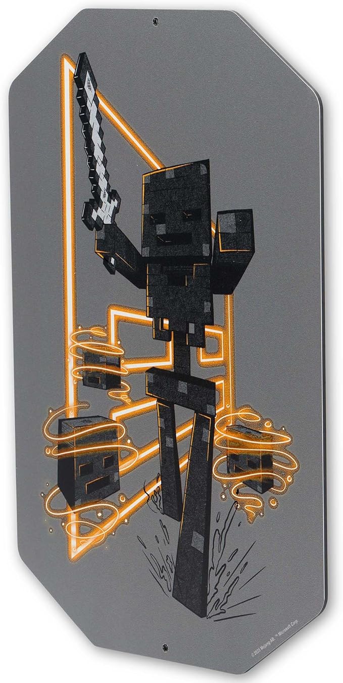 Open Road Brands Minecraft Enderman With Sword Metal Wall Decor - Fun Enderman Sign for Bedroom or Game Room