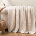 Bunnikins & Clover Cream White Throw Blanket for Couch, Waffle Ivory Throw Blanket for Bed, Warm Decorative White Blanket Throw for Home Decor, 50"x60"