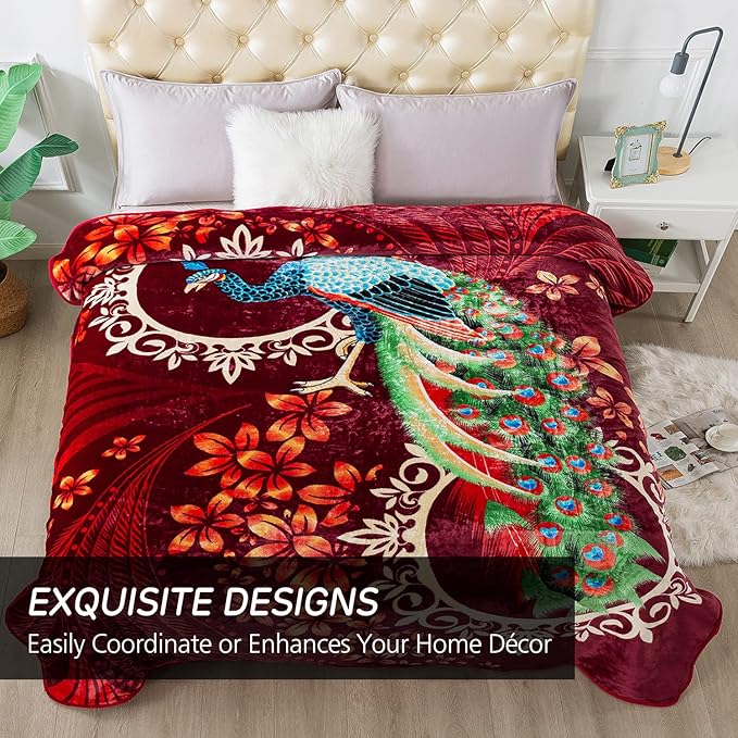 JYK Plush Fleece Blanket Queen Size 91" x 75", 3.7LBs 1 Ply Soft Korean Mink Warm Lightweight Bed Blanket for Autumn Winter