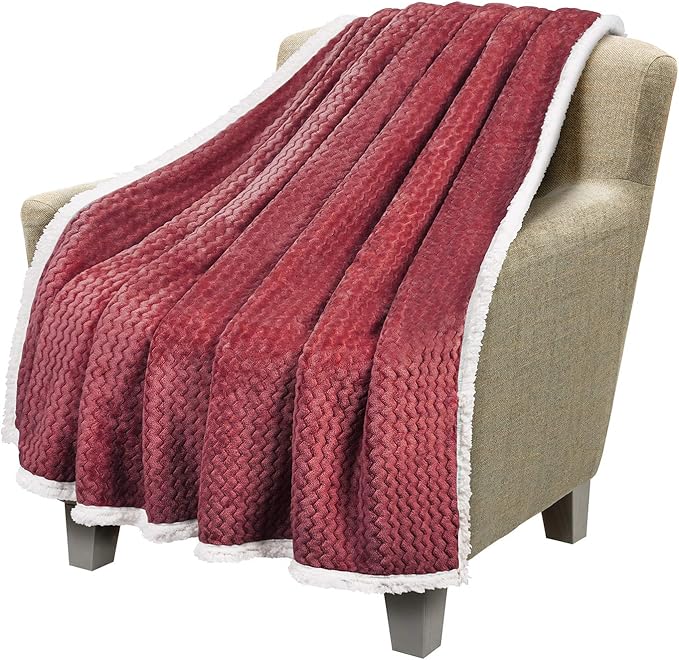 Catalonia Sherpa Throws Blanket, Super Soft Comfy Fluffy Fuzzy Fleece Plush Blanket for Sofa Couch Bed Reversible All Season for Senior Adults