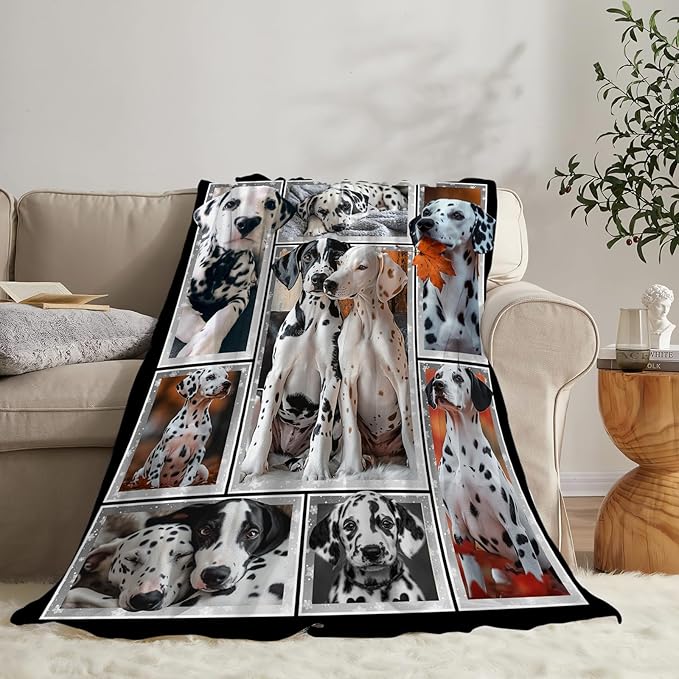 Dalmatian Dog Blanket Dalmatian Throw Blankets Puppy Dog Decor Stuff Cozy Flannel Fleece Soft Plush Fuzzy Warm Lightweight Bedding Gifts for Women Girls Kids 60"X50"