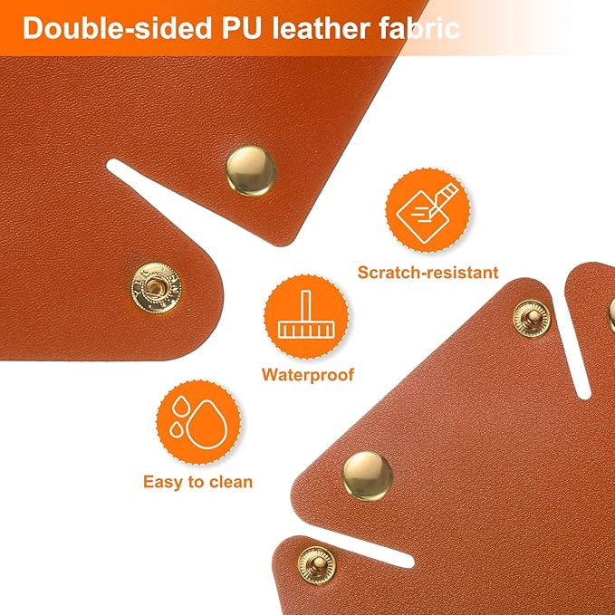 HARFINGTON 2pcs PU Leather Valet Tray Unisex Valet Tray Folding Round Catchall Tray Portable Entryway Table Tray Nightstand Bedside Desk Tray for Key Watch Coin Jewelry Dice, Orange