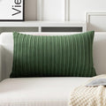 UGASA 14x20 Inch Pillow Cover Pack of 1 Soft Boho Stripe Corduroy Long Rectangular Lumbar Cushion Cover Farmhouse Decorative Throw Pillowcase for Bed, Couch, Sofa, Bedroom, Living Room, Moss Green
