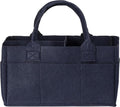 Sammy & Lou Diaper Caddy Organizer - Collapsible Tote Bag with Handles - Organizer for Diapers, Wipes & Baby Changing Supplies - Felt Storage Organizing Bin for Car, Desk, Nursery (Navy Blue)