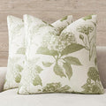 Foindtower Set of 2 Linen Floral Throw Pillow Covers Vintage Accent Print Decorative Cozy Cushion Covers Farmhouse Boho Home Decor for Sofa Chair Couch Bedroom Living Room,18×18 Inch,Light Green