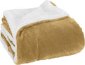 Elegant Comfort Luxury Ultra-Plush Velvet Touch Fleece Throw Soft, Warm, Cozy| Micromink Sherpa-Backing Reversible Blanket for Bed, Sofa and Couch, Solid Gold