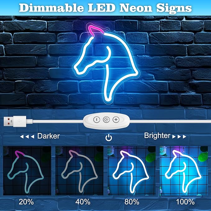 Horse Gifts for Girls,Anywin Horse Neon Sign for Wall Decor, Horse Head Led Neon Lights for Room Decor, Gifts for Birthday,Xmas, Holidays for Kids, Boys, Girls,Women Girlfriend,Wife,Daughter