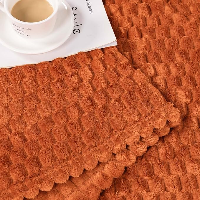 Bnuitland Orange Flannel Throw Twin Size Blanket (60X80 inches), 300 GSM Fleece Cozy Warm Soft Home Decor Lightweight Bed Blanket for Adults, Suitable for All Seasons.