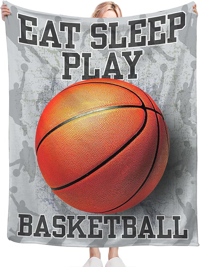 Basketball Blanket for Girls Women Boys Men Adults Kids Soft Cozy Fleece Sports Throw Blankets Gifts Warm Flannel Plush Lightweight Decor for Couch Bed Sofa 80"X60"