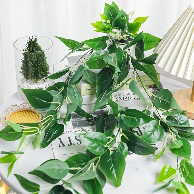 Der Rose 4 Pack Fake Plants Hanging Faux Potted Ivy Vine Artificial Mandala Plants for Room Bathroom Wall Shelf Decor Indoor