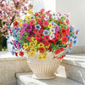 Artificial Flowers Outdoors Spring Faux Flowers UV Resistant Fake Flowers Daisy Plastic Greenery Plnats Outside Bulk for Garden Hanging Planter Patio Porch Home Decor, 12 Bundles (Multicolor)