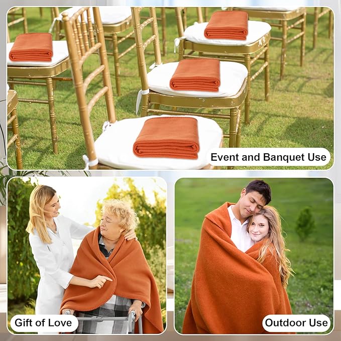 20PCS Terracotta Blankets Bulk 50 X 60, Soft Lightweight Throw Blanket Kit Cozy Blankets Bulk for Bed Sofa Couch Warm Pet Fleece Blanket Set for Wedding Homeless Home Office Travel Gift for Seasons