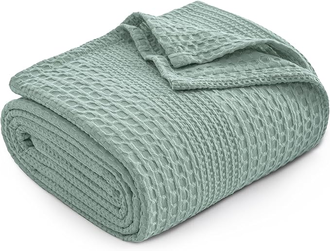PHF Lightweight Waffle Weave Blanket King Size, Breathable & Ultra Soft, 104"x 90" Soft & Cozy Thin Blanket for All Season & Hot Sleepers, Bed, Home Decor - Aqua Gray