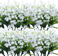 Artificial Flowers, 20 Bundles Outdoor Fake Flowers for Decoration UV Resistant Faux Plastic Plants Garden Porch Window Box Décor (White)