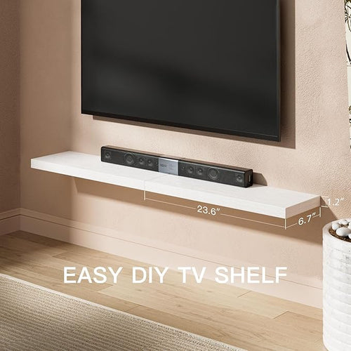 AMADA HOMEFURNISHING Floating Shelves Large, 24 x 7 Inch Wall Shelves for Bathroom, Bedroom, Kitchen, Shelves for Wall Decor Set of 2, White - AMFS06