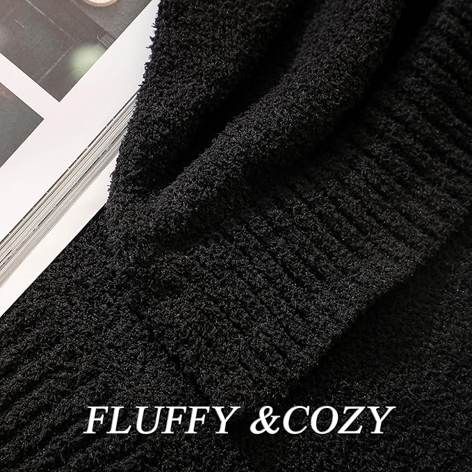 bearberry Super Soft Fluffy Throw Blanket Lightweight Cozy Warm Throw Blankets for Couch Bed Sofa All Season (Black, 50”x60”)