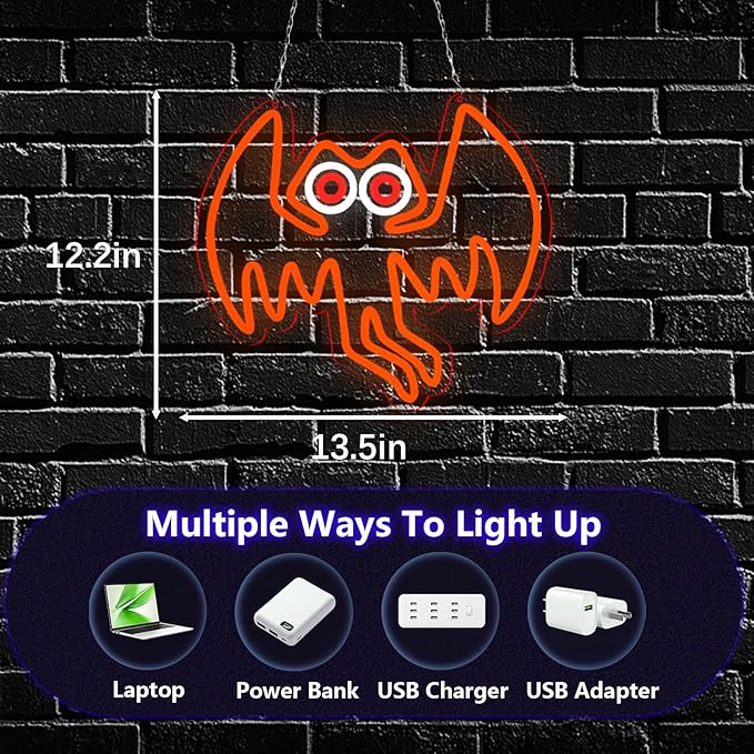 Mothman Neon Signs for Wall Decor，Led Neon Light for Bedroom Office Party，Christmas Gifts for Children