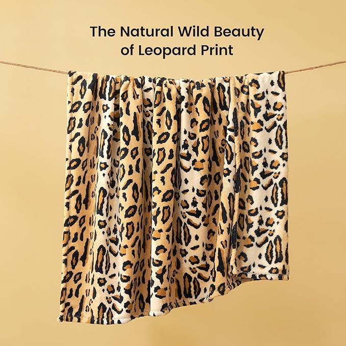 Cozy Bliss Leopard Print Fuzzy Throw Blanket for Couch - Thick Soft Warm Fleece Blankets for Room Decor, for Kids, Women Men Girls, Brown Cheetah 50"*60"