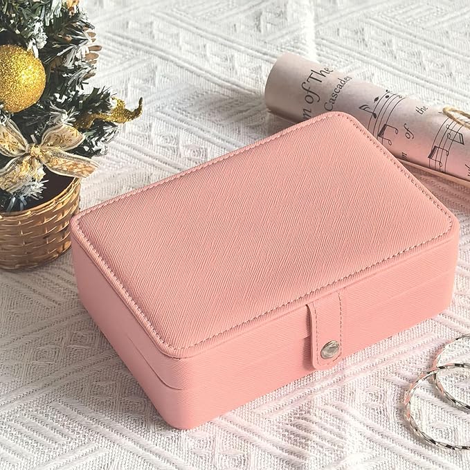 Travel Jewelry Organizer Box with Compartments, Small Jewelry Case with Necklace Hooks Ring Slots and Removable Dividers for Storage and Organization