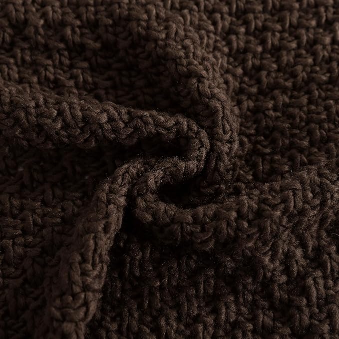 WDCOZY Chunky Cable Knit Throw Blanket Super Soft Warm Knitted Throw Blanket for Couch, Sofa, Chair, Bed Lightweight Breathable Cozy Comfortable Home Decorative Brown Chocolate Coffee 60x80 Inches