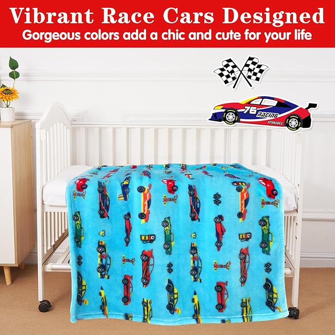 Lukeight Toddler Blanket for Boys and Girls, Plush and Thick Car Blanket Birthday Gifts for Toddler and Baby (Race Cars, 30x40 Inches)