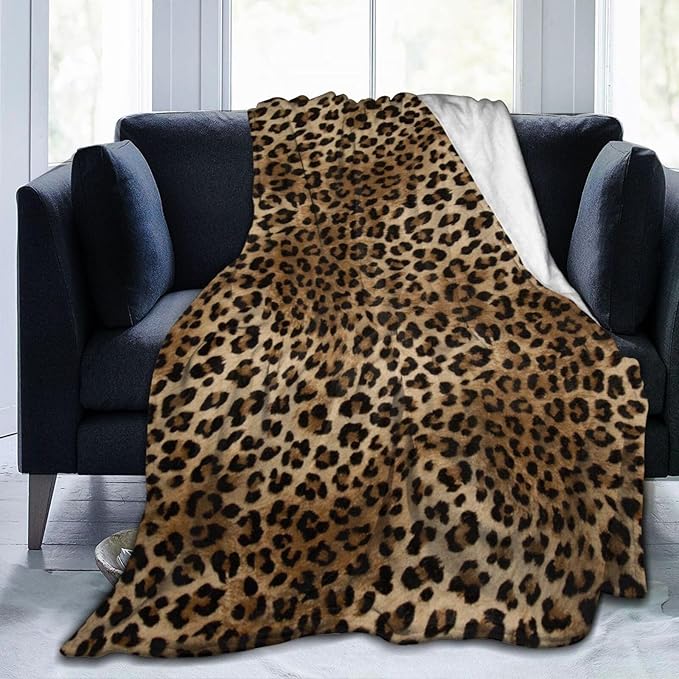Cheetah Leopard Print Throw Blanket Ultra-Soft Cozy Leopard Decor Fleece Blankets Lightweight Cheetah Blanket for Couch Sofa Bedding Home Decor (60" L x 50" W, Leopard)