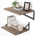 Heimlove Deep Floating Shelves for Wall, 16W x 12D Rustic Grey Wood Wall Shelves Set of 2, Large Floating Shelf for Living Room, Kitchen, Office, Bedroom and Decor Storage, with Metal Bracket - Grey