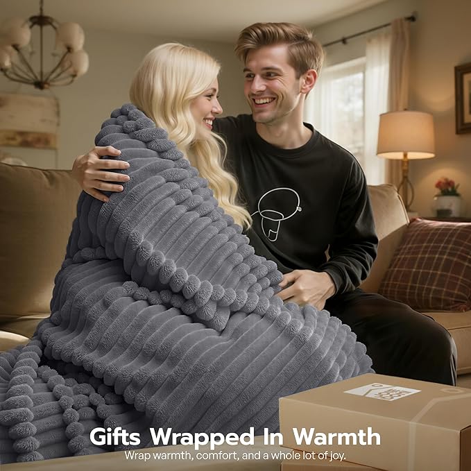 Joiedomi Queen Size Blanket for Bed, Soft & Warm Grey Fleece Blankets Gifts for Women Men Mom, Cozy Cute Soft Throw 90x90 Inches