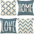 YCOLL Farmhouse Pillow Covers 18x18 Set of 4 Throw Pillow Covers Rustic Linen Decorative Pillows Square Cushion Covers for Couch Sofa Bedroom Home Decor