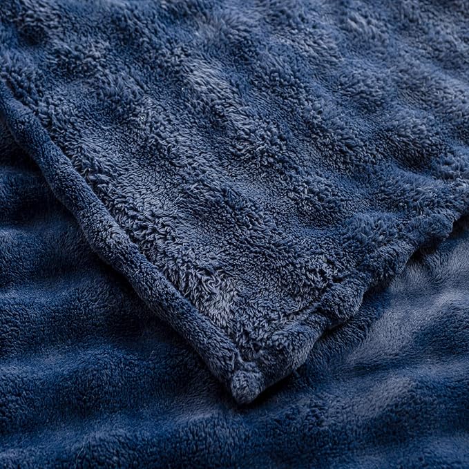 YUSOKI Luxury 3D Bubble Light Weighted Throw Blanket 1.8lb,All Ages,Home Decoration, (Navy,50 * 60inches)