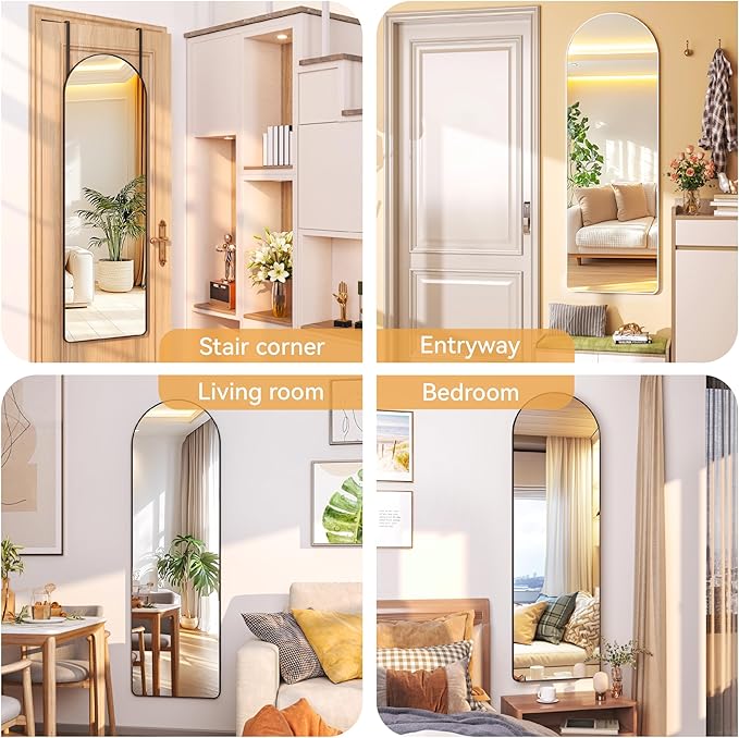 Hasipu Door Mirror Full Length, 51.1 x 15.7 Inch Full Body Wall Mirror Over The Door Hanging Mirror for Bedroom, Living Room, Cloakroom (Black)