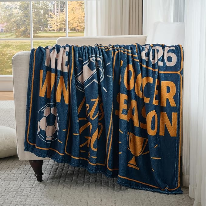 World Soccer 2026 Throw Blanket, Soccer Season Game Day Blanket, Soft Flannel Football Fan Blanket for Couch Bed, Decor Gift for Men Women Kids