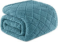 Whale Flotilla Fuzzy Fleece Twin Size Blanket for Bed, Soft Fluffy Jacquard Waffle Blankets for All Season, Lightweight and Warm, 60x80 Inch, Slate Blue