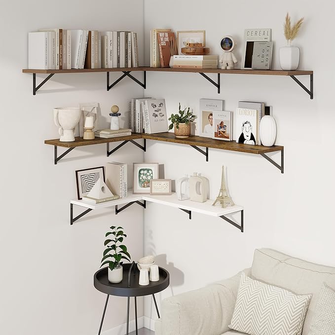 Axeman 30 Inch Floating Shelves | 10 Inch Deep White Wall Shelves Set of 2 | 30" W x 10" D White Wood Floating Shelves for Living Room Bathroom Kitchen
