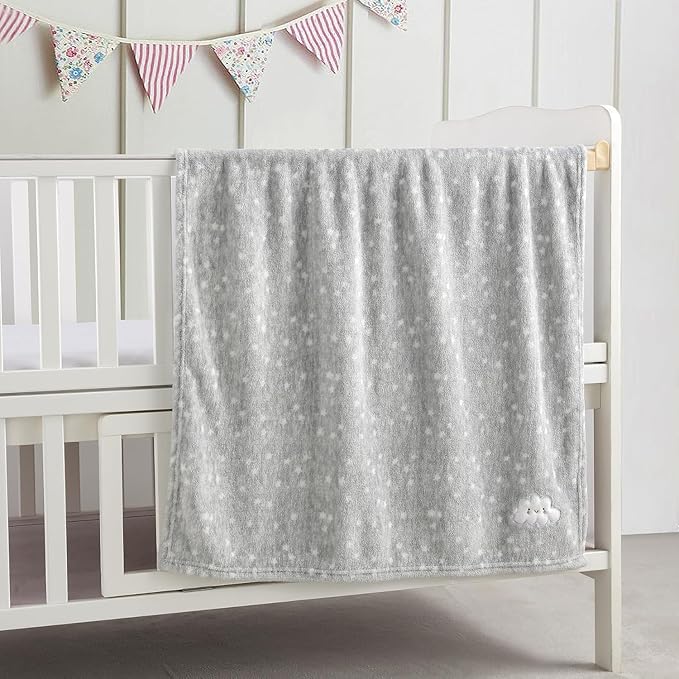 CREVENT 2Pcs 30''X40'' Cute Cozy Fluffy Warm Baby Blankets for Infants Toddlers' Bedding Crib Cot Stroller - Grey Cloud + Pink Sherpa