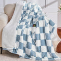 Heated Electric Blanket Throw, 50X60 Heating Blanket with 10 Heat Levels & 8 Hours Auto Off for Lap, Misty Blue Checkered Plaid Soft Sherpa Blankets Warmer Gifts for Couch Grandma Women Adults