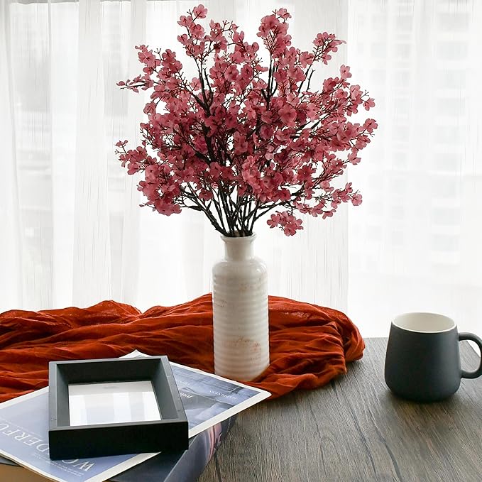 Mandy's Dusty Pink Artificial Baby’s Breath Flowers 6 Bundles Silk Gypsophila, 18.5 Inch European Style Modern Home Decor Centerpiece, Neutral Wedding Flower Arrangements