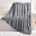 YUSOKI Long Faux Fur Throw Blanket for Sofa Couch,2 Layers,2.1lb,All Ages,Home Decoration, (Grey,50" x 60")