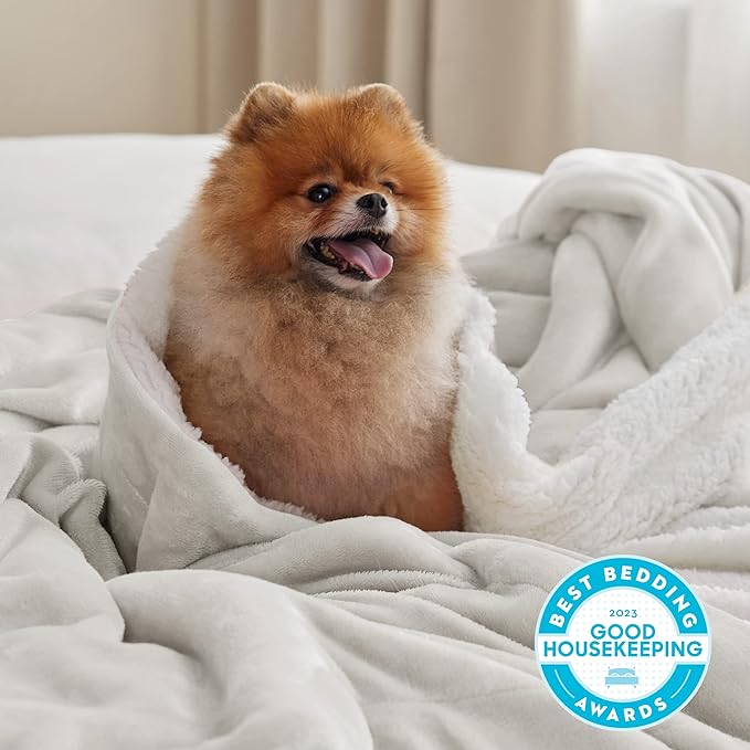 Bedsure GentleSoft Sherpa Fleece Twin Size Blanket for Couch, Non-Heated, Thick and Warm Throw for Women and Men, Soft Fuzzy Plush Twin Blanket for Winter, Linen, 60x80 Inches