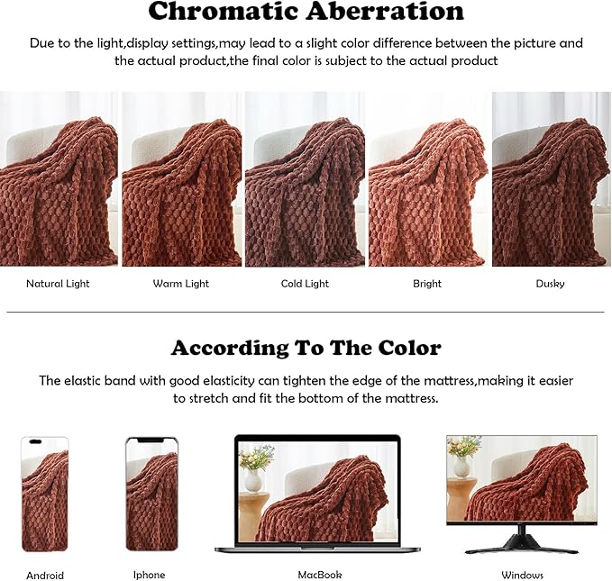 NEWCOSPLAY Super Soft Queen Blanket Coffee Premium Silky Flannel Fleece 3D Clouds Stylish Jacquard Lightweight Bed Blanket All Season Use 350GSM (Coffee, Queen(90"x90"))
