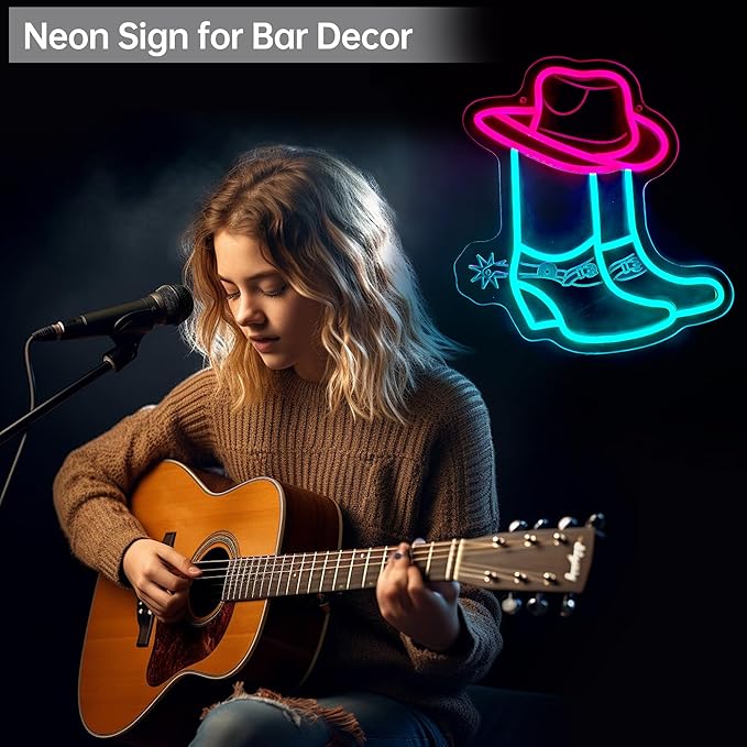Neon Sign LED Light (Pink Cowboy Boots)