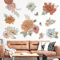 decalmile Boho Vintage Large Flower Wall Decals Bohemian Retro Floral Sun Butterfly Wall Stickers Living Room Bedroom Office Wall Decor