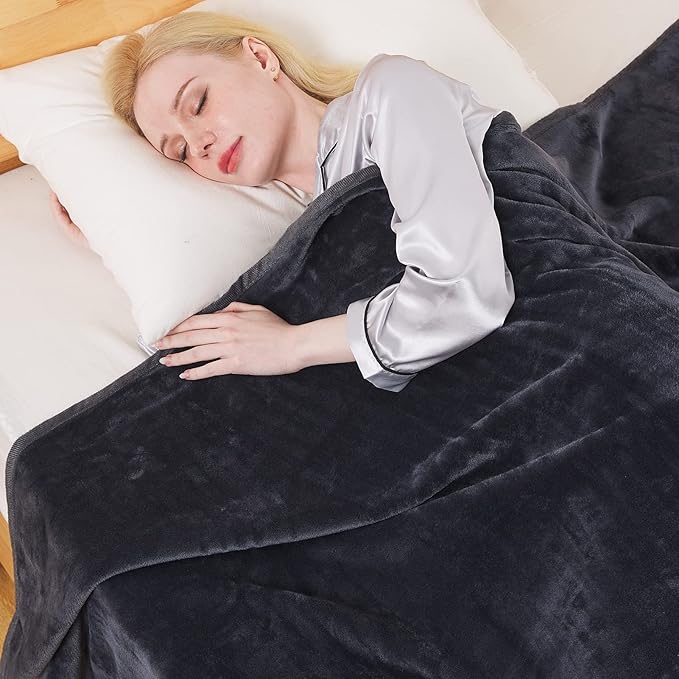 Polar Fleece Throw Blankets Travel Size for The Bed Extra Soft Brush Fabric Super Warm Sofa Throw Blanket 50" x 61"(Dark Grey Travel)