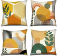 PICKFORU Boho Throw Pillow Covers Set of 4, 18x18 inch Abstract Yellow Green Throw Pillowcase Modern Art Cushion Case for Couch Sofa
