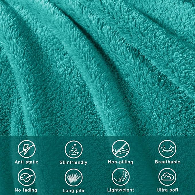 Exclusivo Mezcla Twin Size Blanket for Bed, Super Soft Velvet Plush Fleece Blankets, Fuzzy Cozy and Warm for Winter, 60x80 Inches, Teal