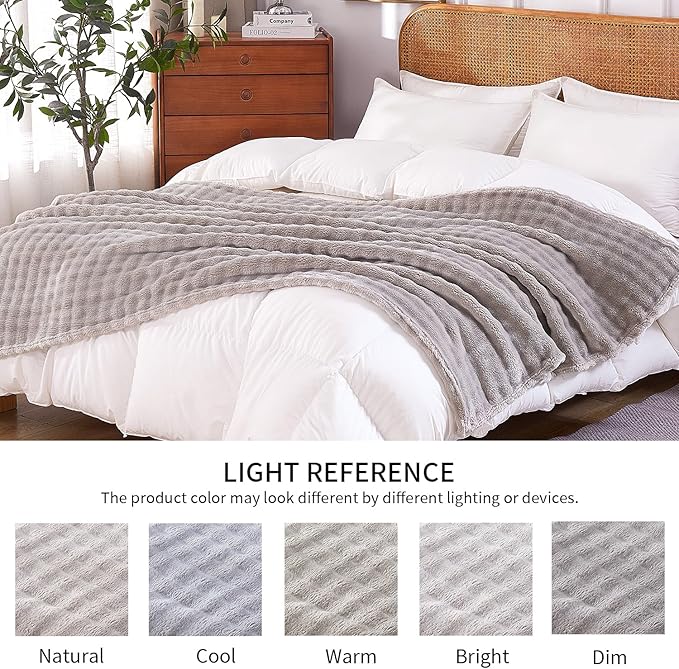 Fluffy 3D Bubble Throw Blanket for Couch & Bed – Cozy Soft Fleece Blankets for Women & Girls – Warm Lightweight Fuzzy Throw XL (50x70) – Machine Washable Gifts