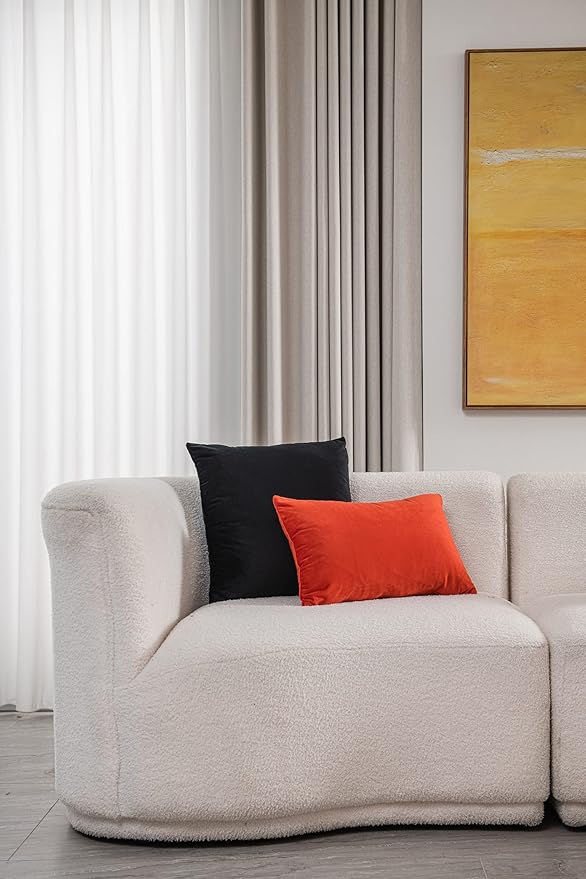 DEZENE Lumbar Pillow Covers 12x20 Burnt Orange: Pack of 2 Cozy Soft Velvet Rectangular Modern Luxury Decorative Throw Pillow Cases for Sofa Couch Living Room Bed Home Decor