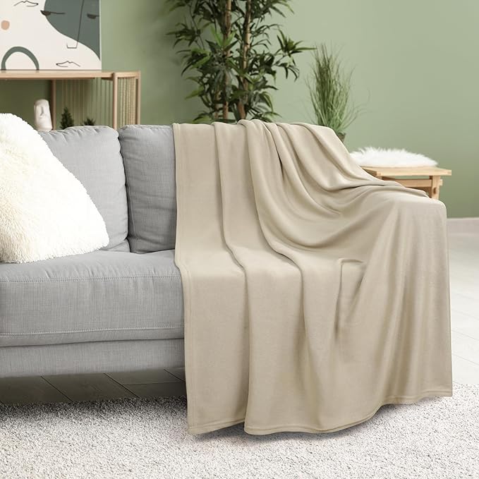 Utopia Bedding Knit Blanket Queen Size (90x90 Inches, Camel) Soft Lightweight Jersey Breathable Sweatshirt Blanket for Bed,Couch & Sofa