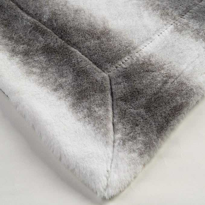 Super Soft Faux Fur Throw Blanket- Royal Luxury Cozy Plush Blanket use for Couch Sofa Bed Chair, Reversible Fuzzy Faux Fur Velvet Blanket 50 Inch x 60 Inch (Grey Stripe)